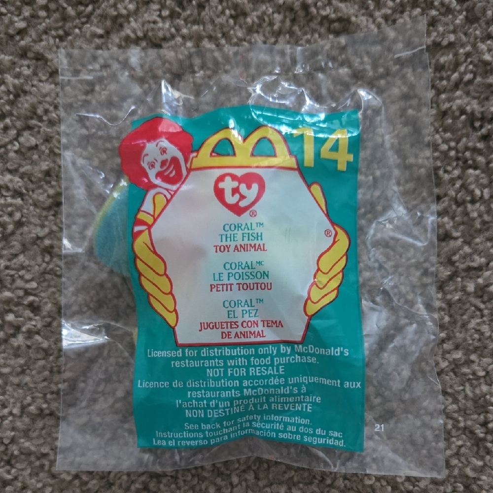 NWT McDonald's TY Beanie Baby Coral the Fish